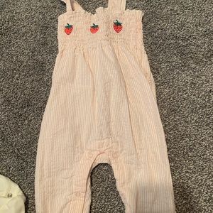 6 months Starting Out strawberry overalls and onesie